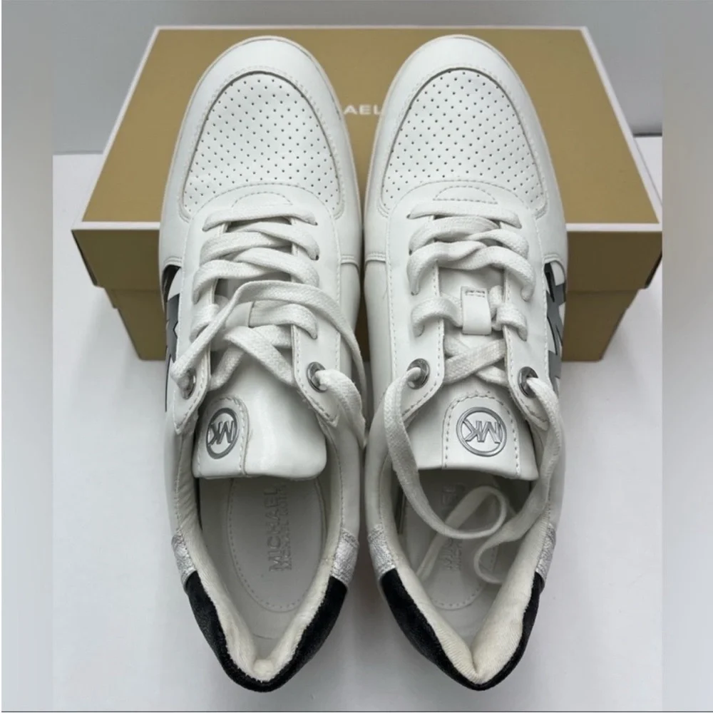 Michael Kors White and Black Logo Signature Sneakers